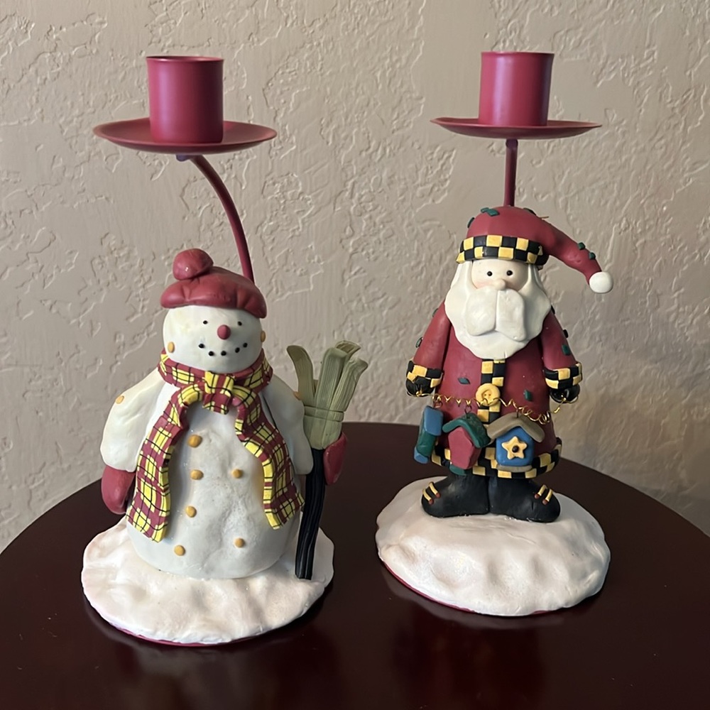 Christmas candle holders - Snowman snd Santa Clause